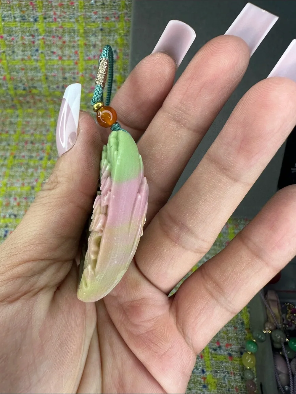 YanYuan Agate Hand-Carved Landscape Carving Pendant Necklace